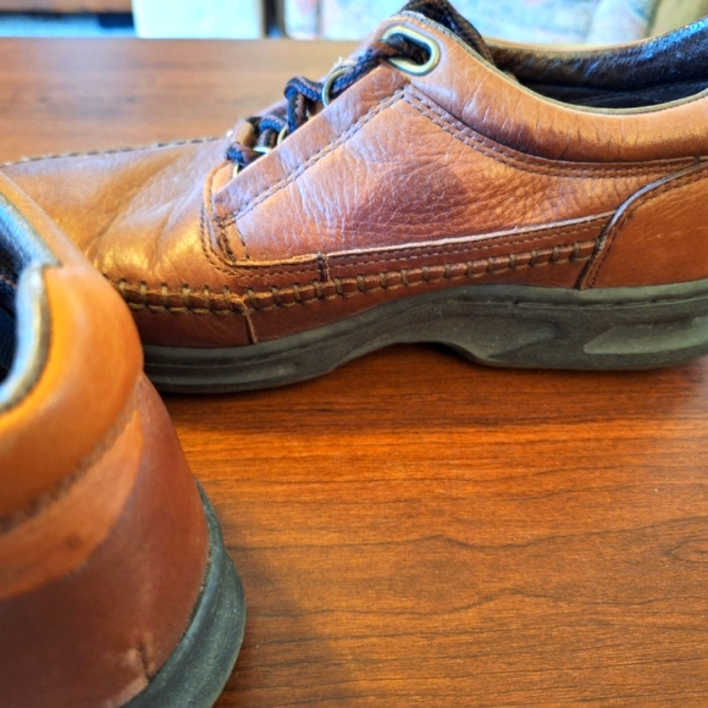 Street Cars Brown Leather Oxfords with Moccasin Toe and Chunky Sole Size 8m - Picture 6 of 9